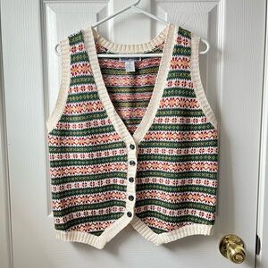 Vintage Festive Granny Sweater Knit Vest